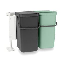Brabantia Indbygningsmodul sorteringskoncept 2 x 16 ltr.  - Dark Grey  &amp; Jade Green