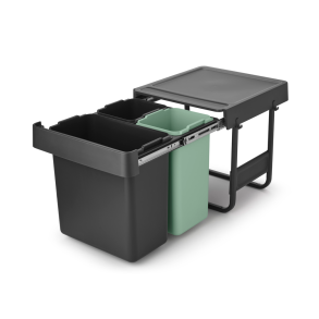 Brabantia Indbygningsmodul Sorteringsaffaldsspand 10+10+20 ltr.  - Dark Grey  & Jade Green