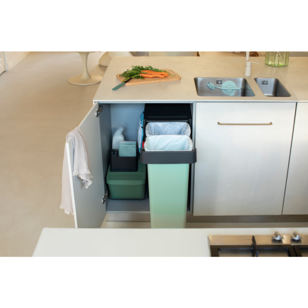 Brabantia Indbygningsmodul sorteringskoncept 2 x 30 ltr.  - Dark Grey &amp; Jade Green