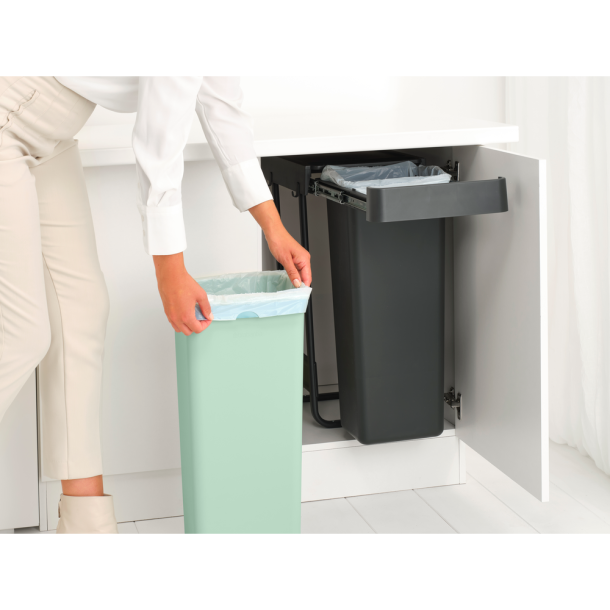Brabantia Indbygningsmodul sorteringskoncept 2 x 30 ltr.  - Dark Grey &amp; Jade Green