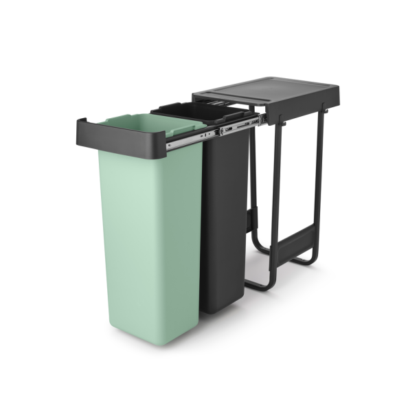 Brabantia Indbygningsmodul sorteringskoncept 2 x 30 ltr.  - Dark Grey &amp; Jade Green