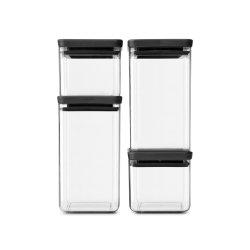 Brabantia TASTY+ Opbevaringsbox st - 2 x 0,7 l. og 2 x 1,6 l. - Mrk Gr