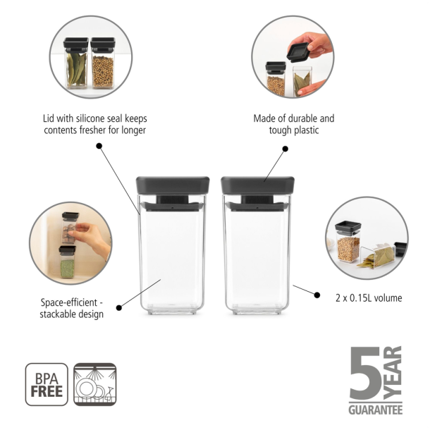 Brabantia St a 2 Tasty+ Stabelbare Dser 2x0,15 ltr. - Dark Gray Lg