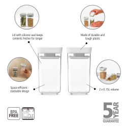 Brabantia S�t a 2 Tasty+ Stabelbare Firkantede D�ser 2x0,15 ltr. - Light lid