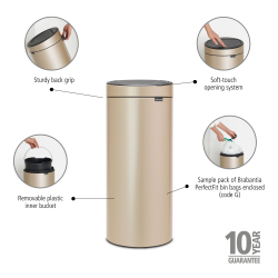 Brabantia Touch Bin Affaldsspand 30 Liter - Champagne