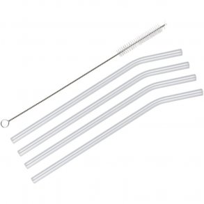Cilio Sugerør Glas VETRO 4 stk. L 23cm m/rensebørste - Buet