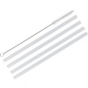 Cilio Glas Sugerør VETRO 4 stk. L 23cm m/rensebørste, Lige