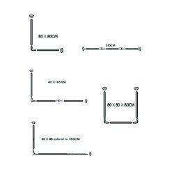 MSV Fleksibel Brusestang - 80 x 80 x 80 cm - Hvid