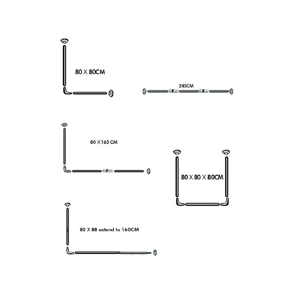 MSV Flexibel Duschstng 80x80x80 cm - Stl