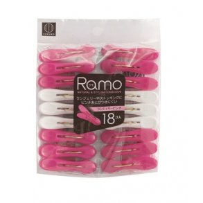 Kokubo Ramo Lingeri-tøjklemmer 18 stk. - Hvid / Pink