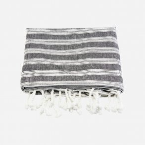 Meraki Hammam Towel Hndklde 100 x 180 cm - Sort med Hvid stribe