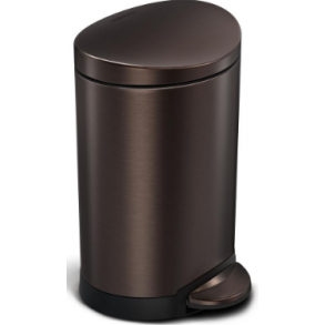 Simplehuman Halvrund Pedalspand 6L, Enkelt Rum, Mrkt Bronze Rustfrit Stl
