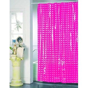 MSV Pvc Bruse Gardin 180 x 200 cm - Runde / Pink
