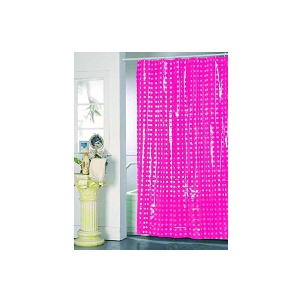 MSV Pvc Bruse Gardin 180 x 200 cm - Runde / Pink