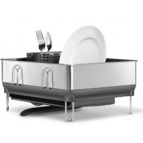 Simplehuman Kompakt Stlramme Opvaskemaskine Gr Plastik Drypbakke Og Redskaberholder Brstet Rustfrit Stl