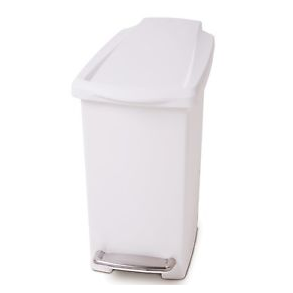 Simplehuman Slank Pedalspand 10L, Enkelt Rum, Hvid Plast