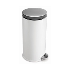 Simplehuman Rund Pedalspand 30 Liter - Hvid / Brstet Stl
