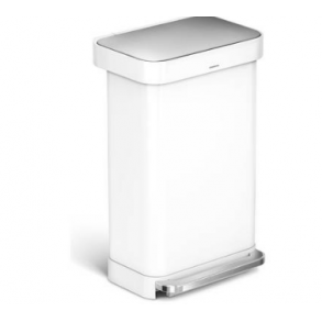 Simplehuman Rektangulr Pedalspand 45L, Enkelt Rum, Hvidt Stl