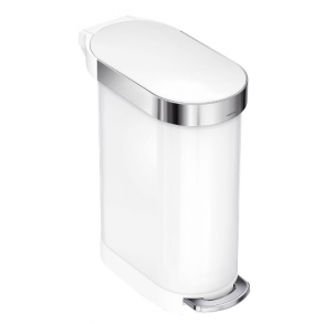 Simplehuman Slank Pedalspand 45L, Enkelt Rum, Hvidt Stl