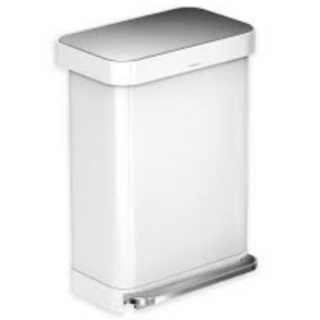 Simplehuman Rektangulr Pedalspand 55L, Enkelt Rum, Hvidt Stl