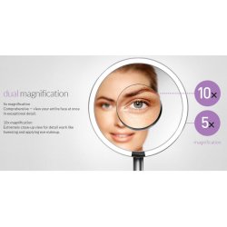 Simplehuman Sensor Spejl Pro 5X + 10X Forstrrelse, Wifi 20 Cm Genopladeligt, Brstet Rustfrit Stl