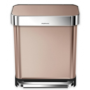 Simplehuman Rektangulr Pedalspand 30L, Enkelt Rum, Rosaguld Rustfrit Stl