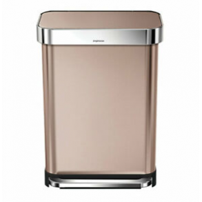 Simplehuman Rektangulr Pedalspand 55L, Enkelt Rum, Rosaguld Rustfrit Stl