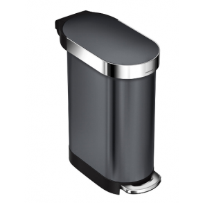Simplehuman Slank Pedalspand 45L, Enkelt Rum, Sort Rustfrit Stl