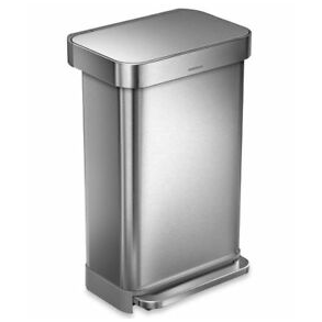 Simplehuman Rektangulr Pedalspand 45L, Enkelt Rum, Brstet Rustfrit Stl