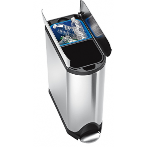 Simplehuman Genbrugsaffaldsspand Sommerfuglbning 40L (20/20), Dobbelt Rum, Brstet Rustfrit Stl