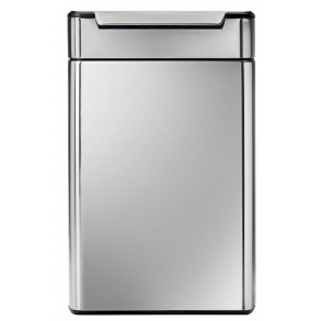 Simplehuman Rektangulr Affaldsspand til Genbrug Af Berringsstnger 46L (30/16), Dobbelt Rum, Brstet Rustfrit Stl