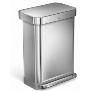 Simplehuman Rektangulr Pedalspand 55L, Enkelt Rum, Brstet Rustfrit Stl