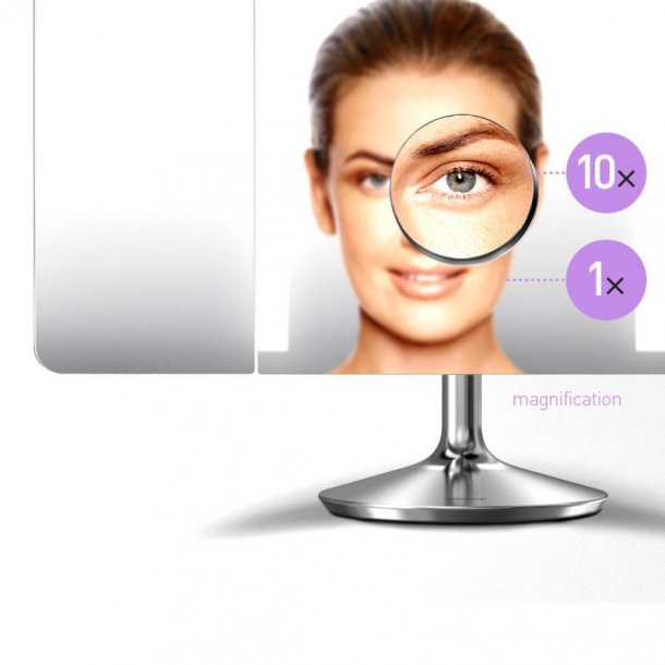 Simplehuman Spegel 3-delad Med ljus och Sensor