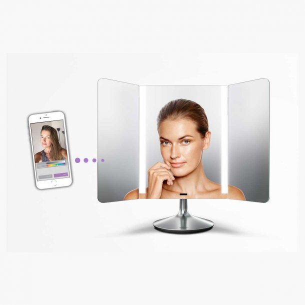 Simplehuman Spegel 3-delad Med ljus och Sensor