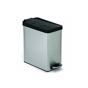 Simplehuman Profilpedalspand 10L, Enkelt Rum, Brstet Stl Med Sort Plastik Lg